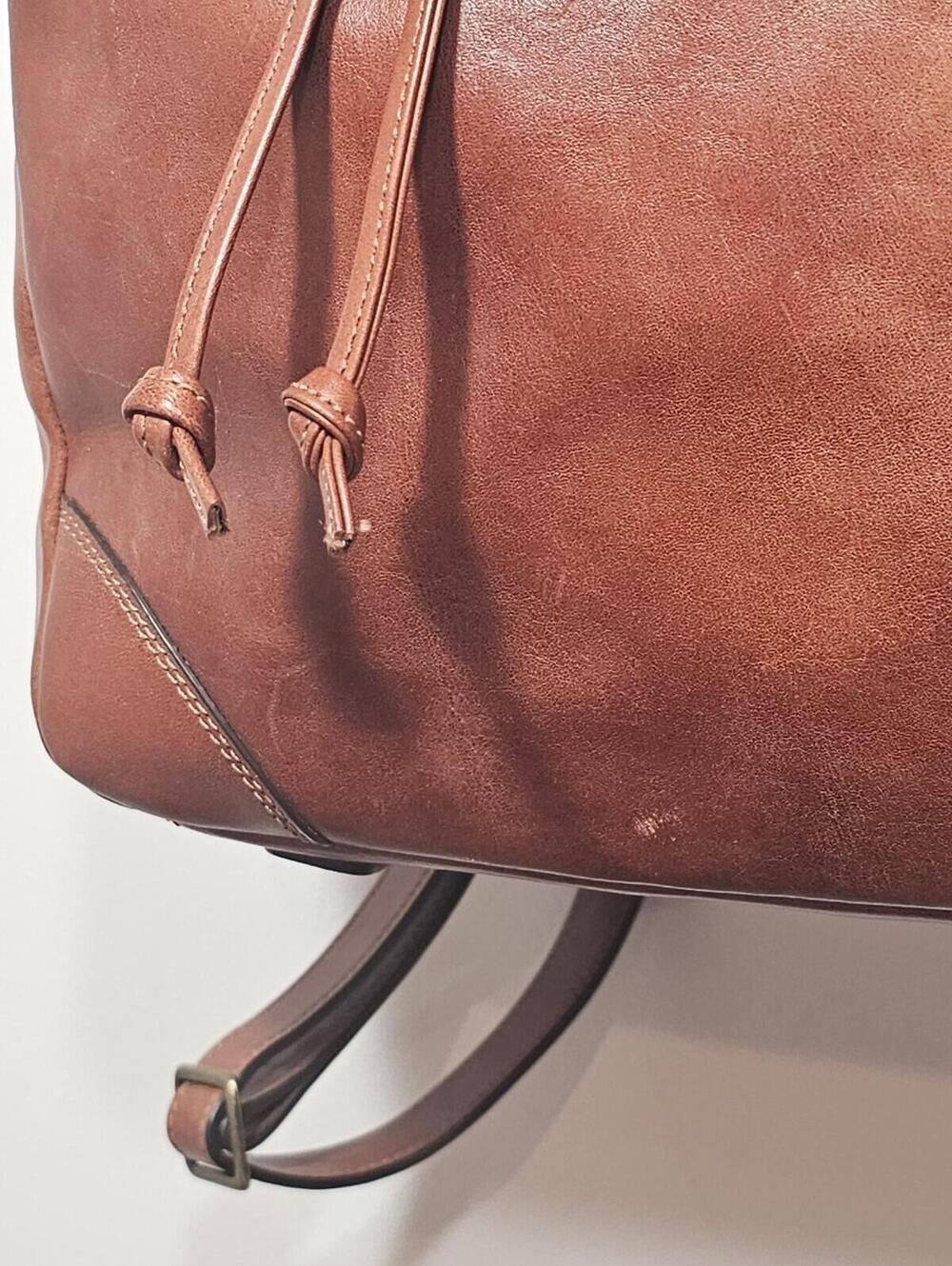 Bosca Dolce Premium Italian Brown Leather Cinch & Buckle Backpack - Picture 8 of 15